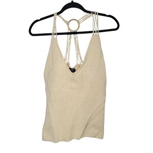 Vintage Y2K Ralph Lauren Crochet Top Ivory Crochet Knit Halter Top Size Large